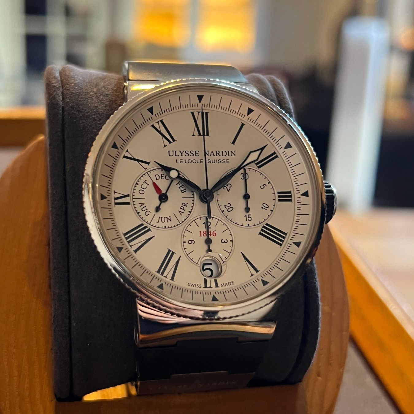 Ulysse Nardin Orologi: Ulysse Nardin Marine Chronograph Full Set 1533-150 – Usato da Carouge GE venduto da Watchaser 1