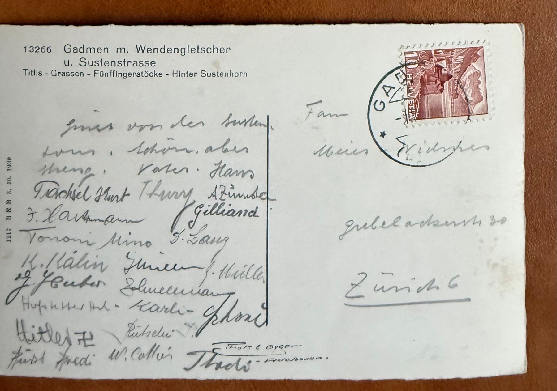 Ansichtskarten: Sustenstrasse - Gadmen - Wendengletscher 1939 – Gebraucht aus Lutry von Ediego 1