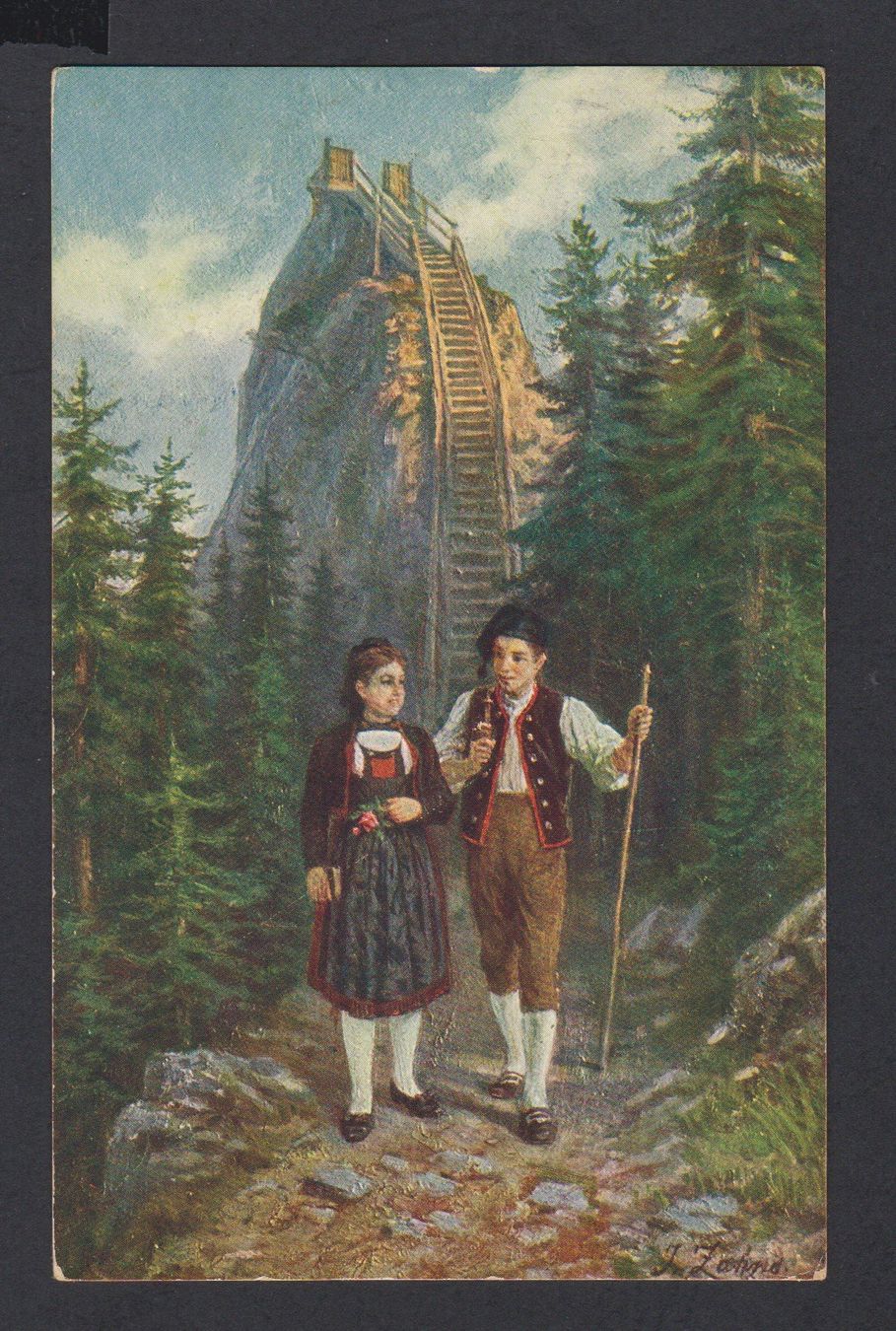 Cartoline postali: Guggisberger Trachten  :   alte Ansichtskarte von 1916 – Usato da Vitznau venduto da Ropaku