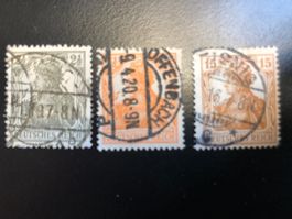 3 timbres oblitérés Deutsches Reich 1916