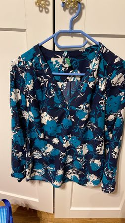 🌼🍁💙Benetton Damen Bluse, Gr. 38, blau-weiss gemustert💛🍂