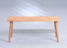 Schuhbank GALTÜR Wildeiche massiv Edelstahl 90 x 40 cm