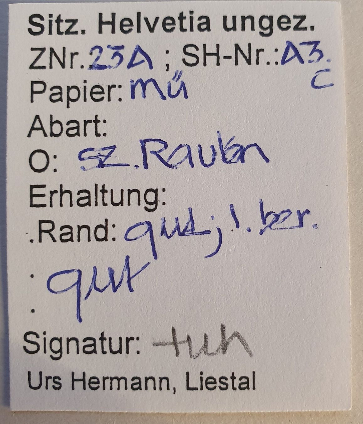 Tutti i francobolli: 23A3.c mit Befund Kat. 110.- – Usato da Balgach venduto da SIMEON27 2
