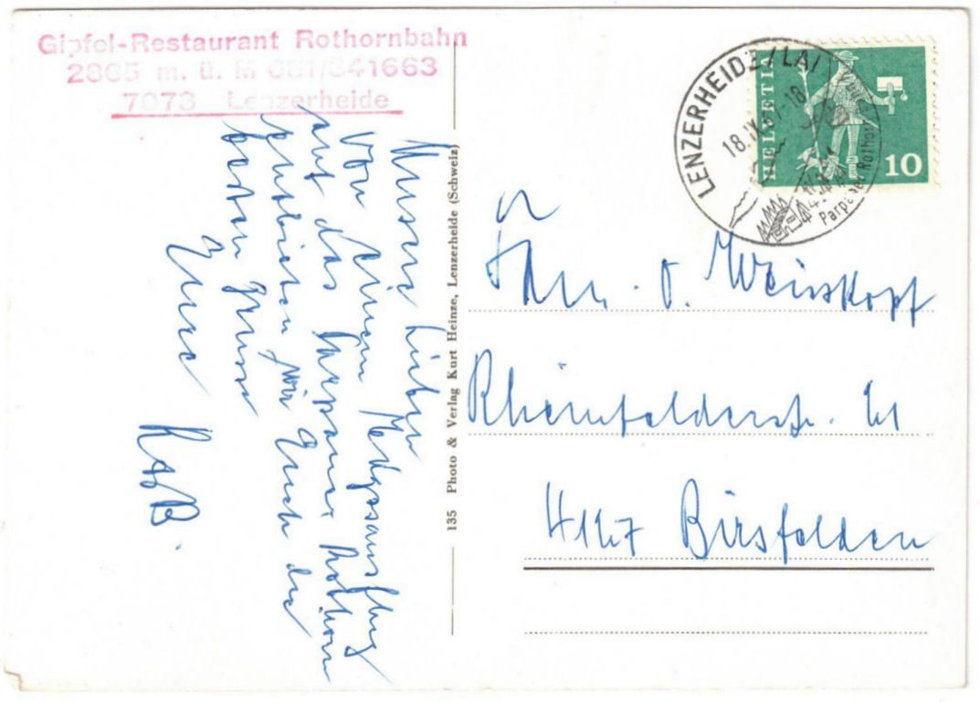 Cartoline postali: Lenzerheide - Luftseilbahn Rothorn 2te Sektion – Usato da Binningen venduto da Mountainrider 1