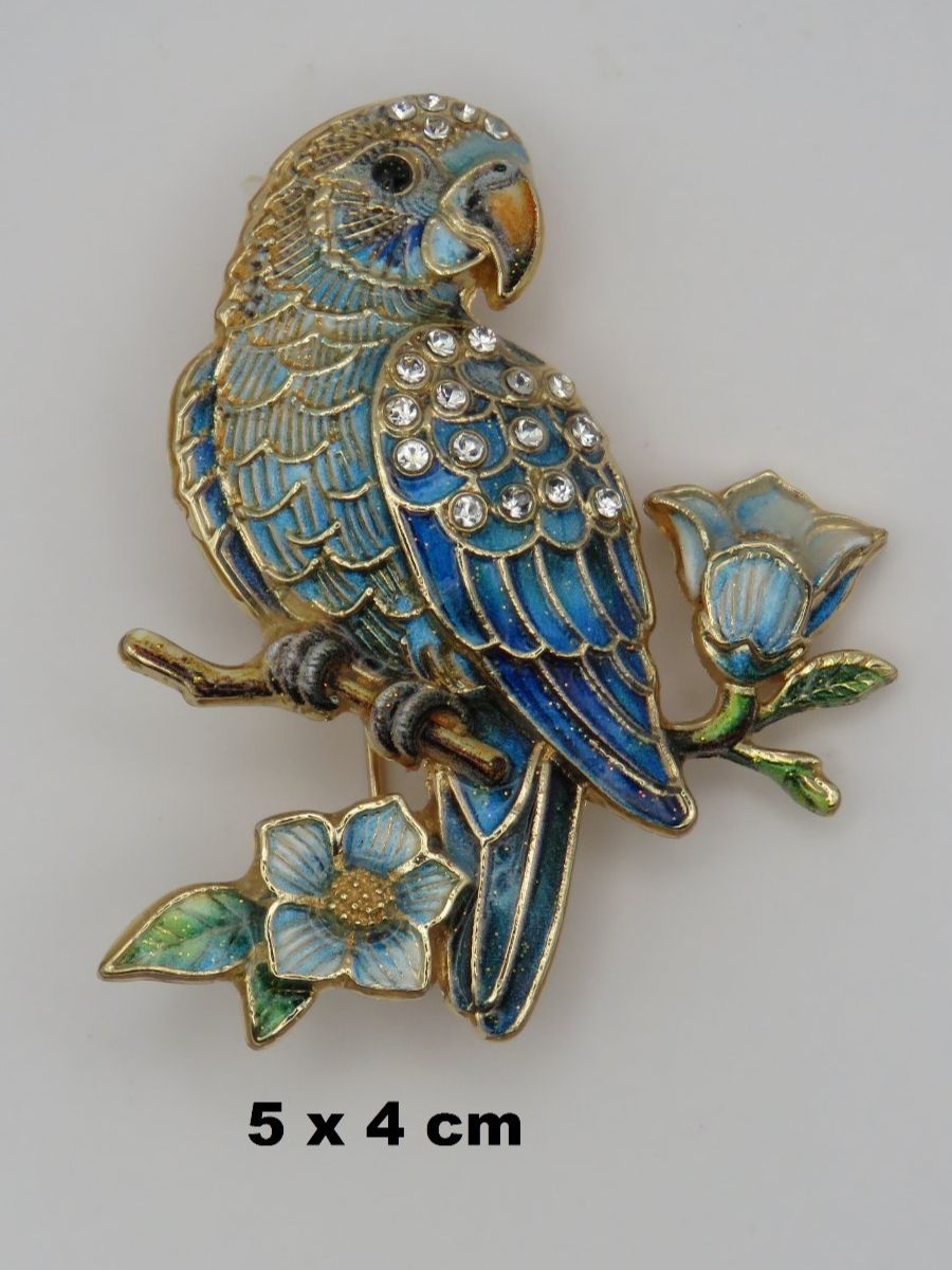 Broches & Aiguilles: Brosche - PAPAGEI - Emaille - Glitzersteine - 5x4cm – Neuf avec emballage d'origine à Grenchen par Yamahwildstar16