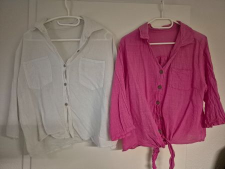 2 Hemden Damen Grösse L Farbe Weiss Pink