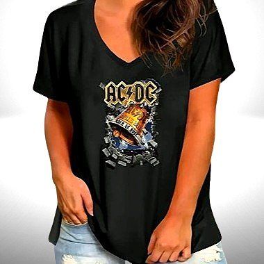 🎸🔥 Rockiges AC/DC Casual-Shirt für Damen! Gr. 46 🔥💫