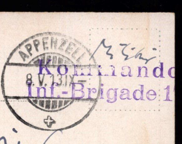 Cartoline postali: Appenzell  1913  Luftbild  Feldpost  Kommando Inf- Brigade 1 – Usato da Aarau venduto da kufi44 1