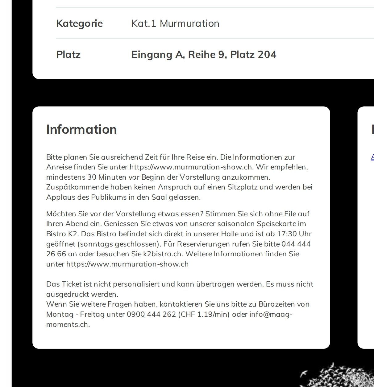 Tickets: 2x Tickets 1. Kat. Murmuration Level 2-19.06.26 PREIS FÜR  2 – Neu (gemäss Beschreibung) aus Zürich von Claudia_Zueri 2