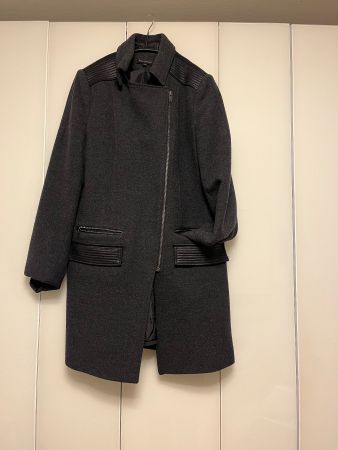 Manteau d'hiver 80 % laine, élégant pour femme, gris foncé