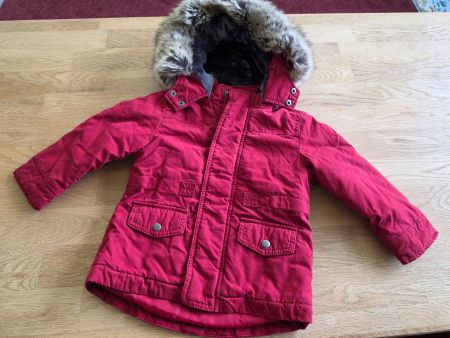 Minibanda Winterjacke Gr. 80 / 12 M., rot, Kapuze neuwertig
