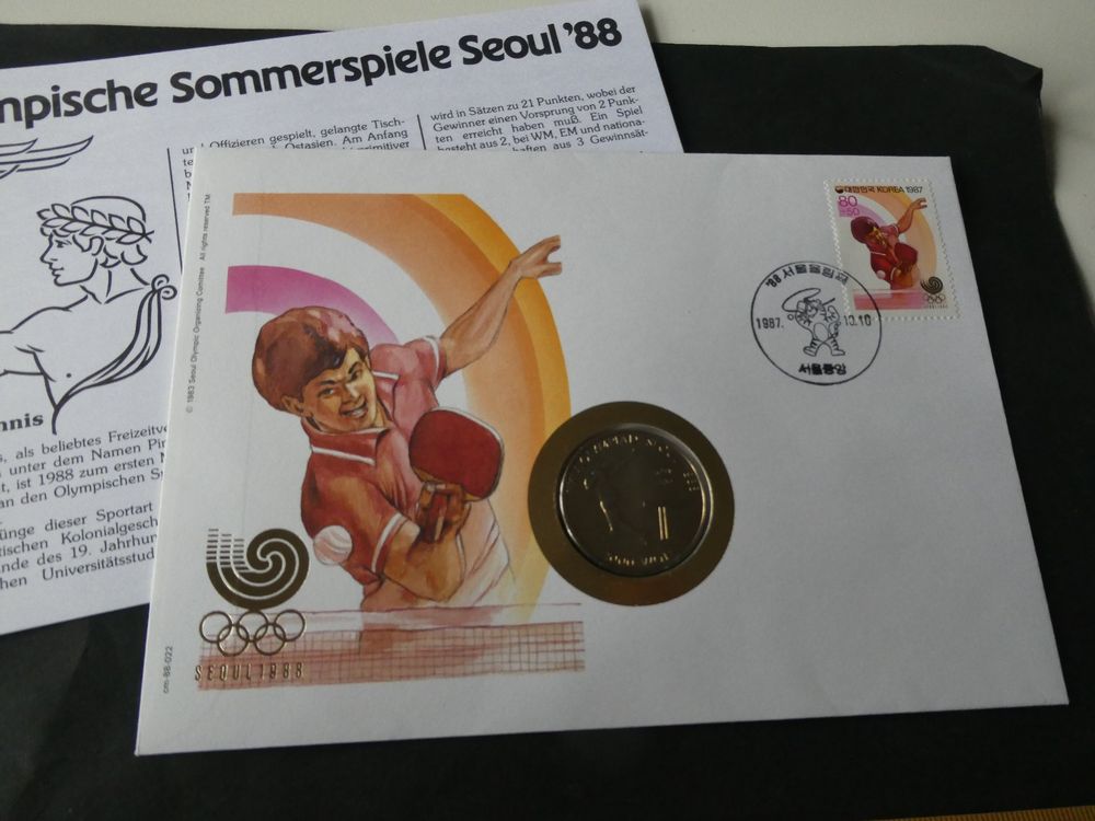 Korea Seoul 1988, Olympiade, Münzbrief - Tischtennis | Kaufen auf Ricardo