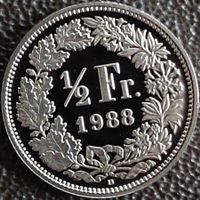 50 Rappen 1988 pp / aus Münzsatz / in einer Münzkapsel