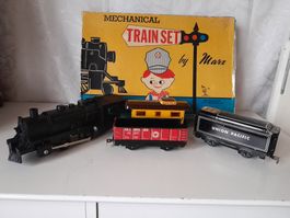 Mechanical Eisenbahn-Set vom Marx, USA 1977 + Geschenk