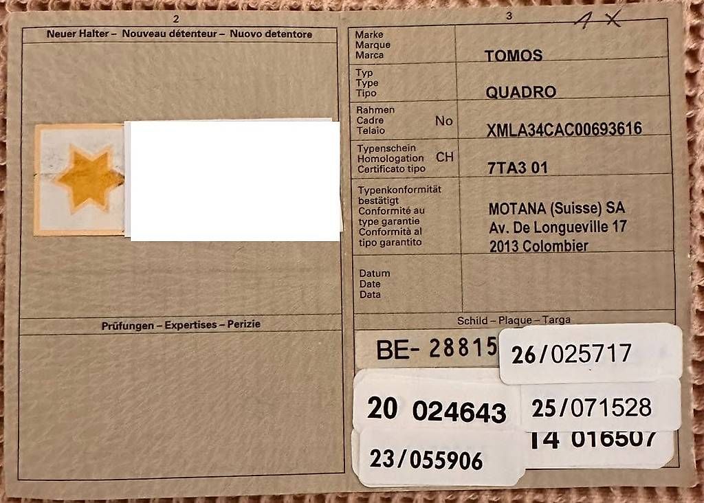 Cyclomoteurs: Mofa Tomos Quatro E-Start – Défectueux à Recherswil par Tdm850 4