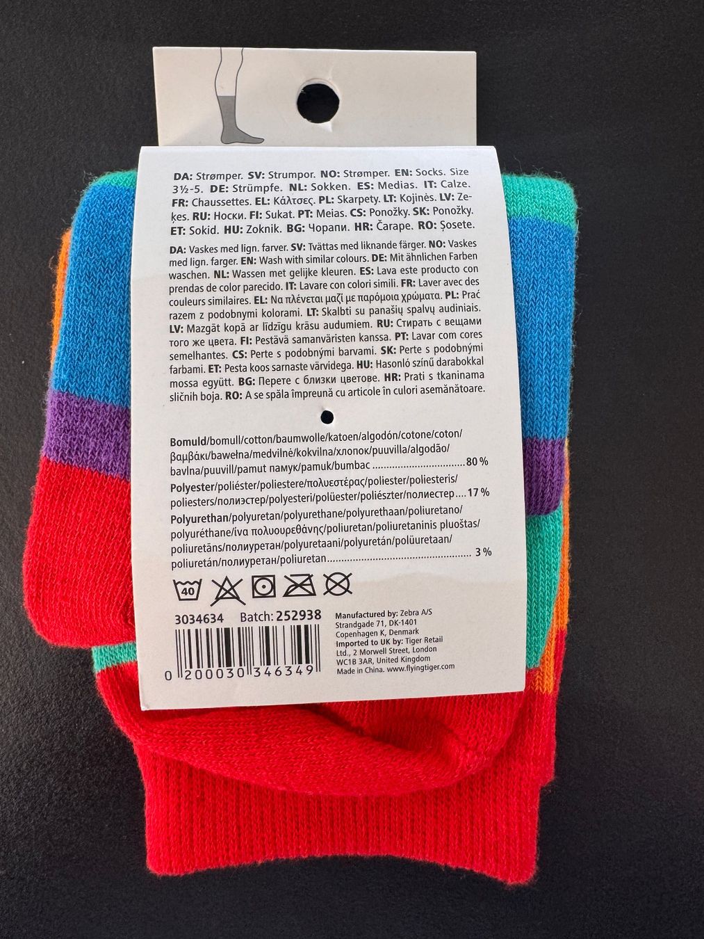 Calze: Neu** Regenbogen Socken Gr. 36-38 – Nuovo e nell'imballaggio originale da Zollikon venduto da Krenapf 2