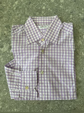Hemd Kiton Lila kariert Grösse 40