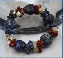 ♛ Sodalith Herz ca. 17.8mm Stretch Armband Multicolor