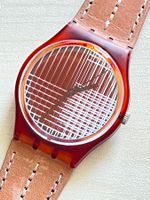 Swatch Uhr - Braunes Lederarmband - Sommer Design