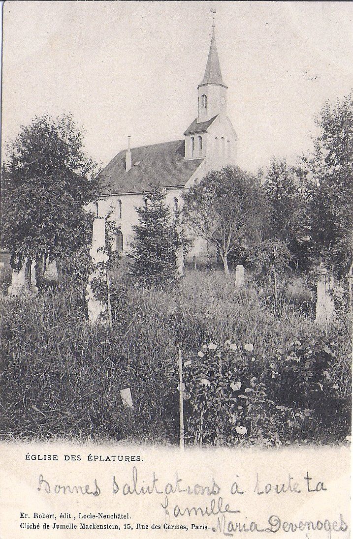 Cartes postales: LES EPLATURES, l'église – D'occasion à Les Verrières par Scampi0