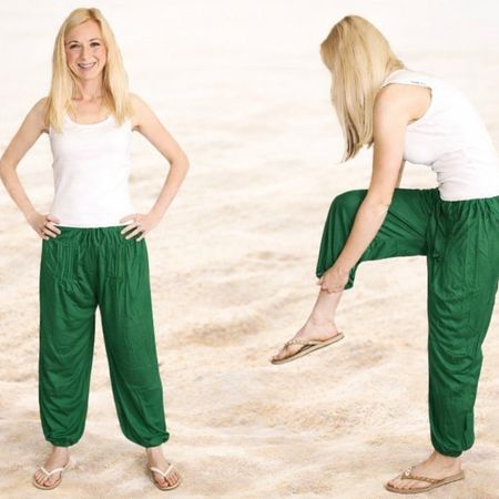 Haremshose Freizeithose Indien Hippie Goa Hose Psy Grün