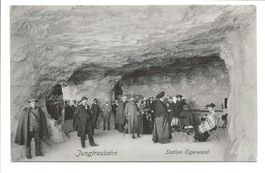 Jungfraubahn (BE) Station Eigerwand - Touristen - um 1910