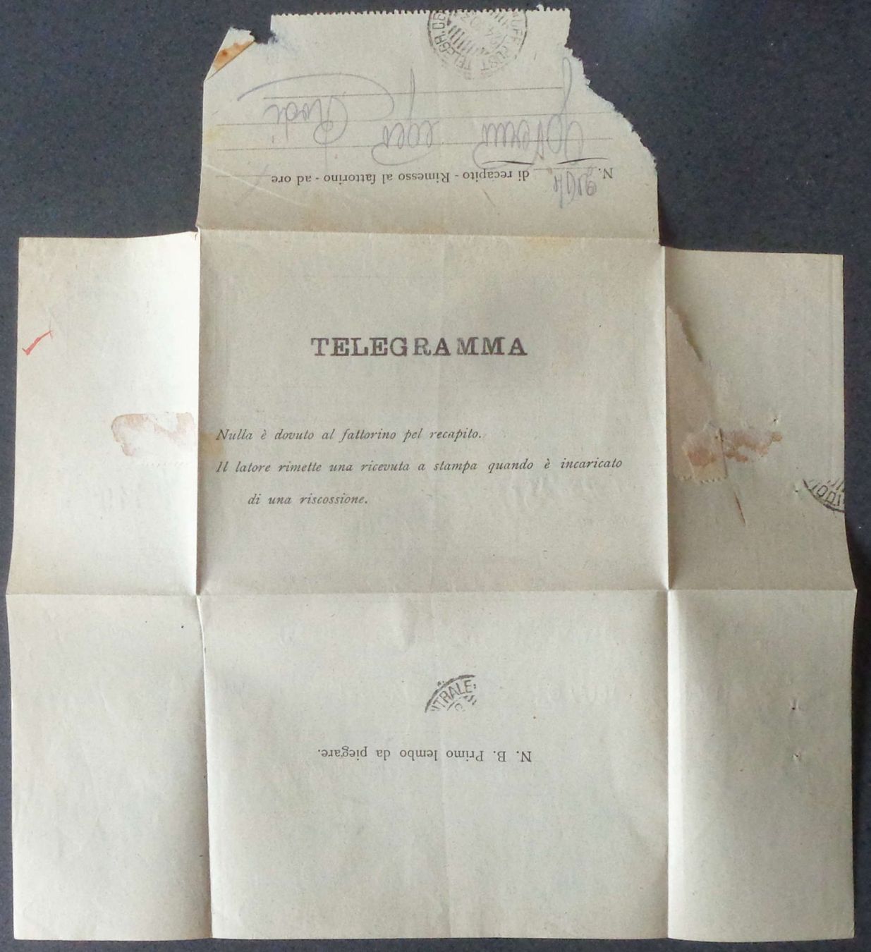 Documenti: 2 telegramme da RODI, 1933 e 1935 – Usato da Le Locle venduto da timbrettino 3