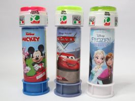 3 Dosen Seifenblasen Disney Frozen Micky mit Geduldspiel