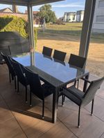 Gartentisch Ratan/Glas 90x200 mit 8 Stuehlen ab 1.-