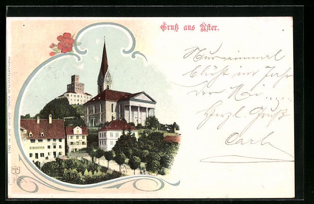 Ansichtskarten: AK Uster, Ortspartie, 1901 – Gebraucht aus Berlin von bartko-reher