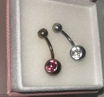 Bauchnabelpiercing mit Schmucksteinen 2 Stk 