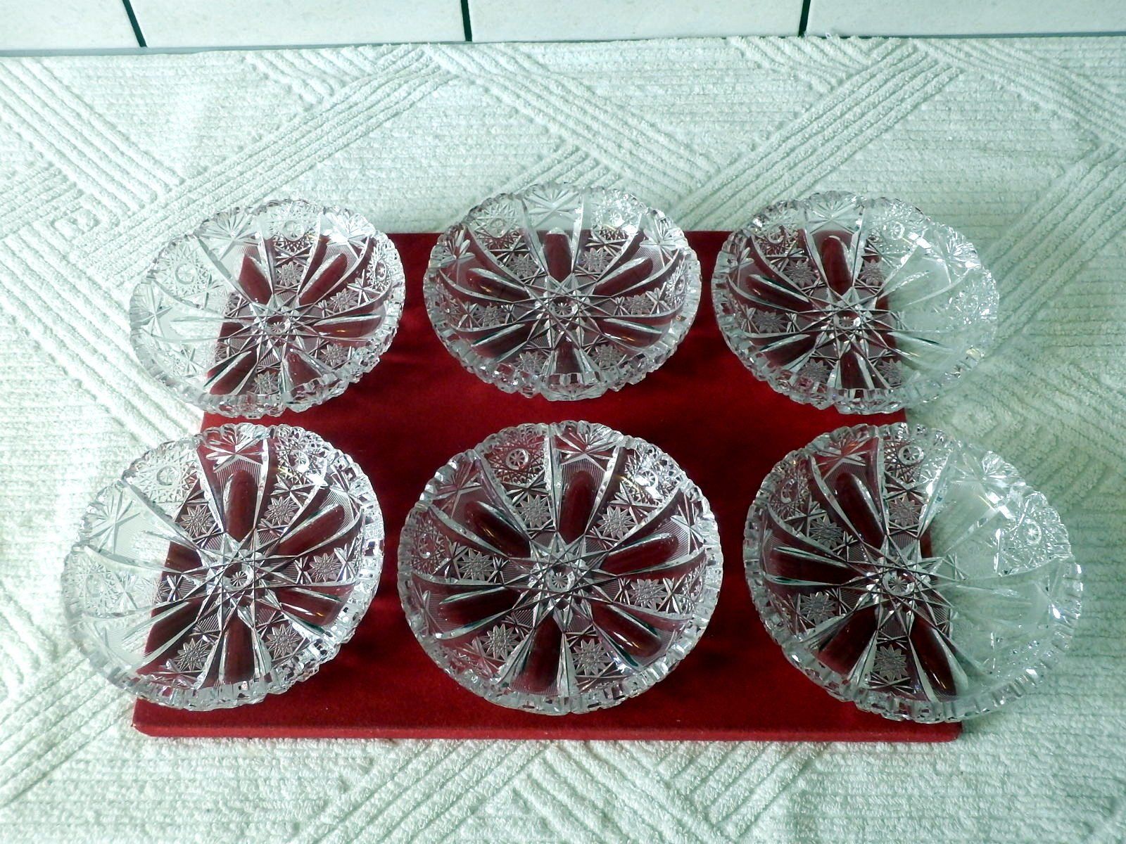 Teller: 6 Dessertteller, Kristallglas, fehlerfrei,  Czechoslovakia, – Gebraucht aus Ueberstorf von dinbau