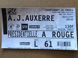 Sammler Ticket: PSG - A.J.Auxerre - 30.11.1997