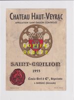 Etikette - Château Haut-Veyrac 1955 (Saint-Émilion) /bd