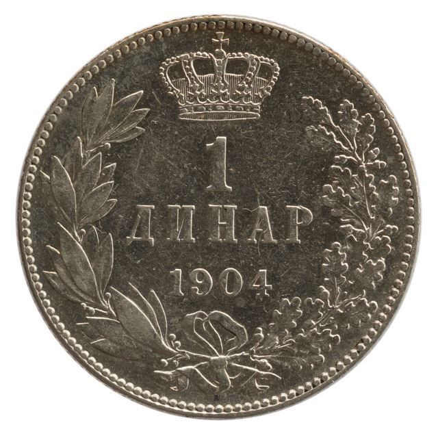 Tutti le monete: Serbien 1 Dinar 1904 Petar I. Silber – Usato da Rotkreuz venduto da Swiss-Coins