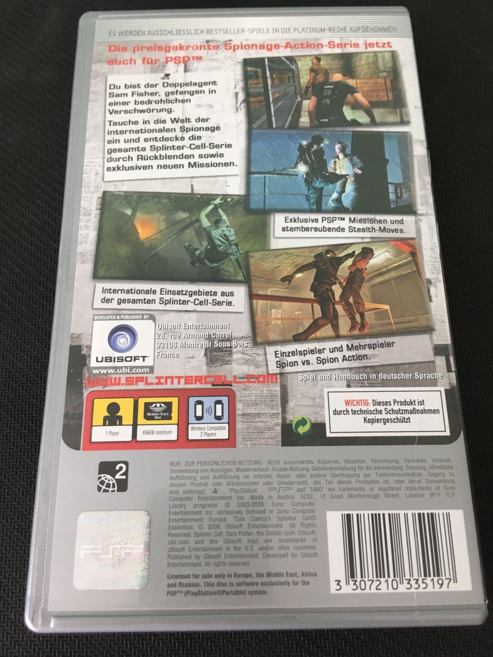 Sony Spiele: Splinter Cell Essentials für PSP – Gebraucht aus St.Gallen von MedienJoe 1