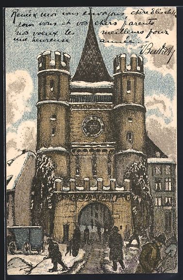 Cartoline postali: Künstler-AK Basel, Rathaus, 1913 – Usato da Berlin venduto da bartko-reher