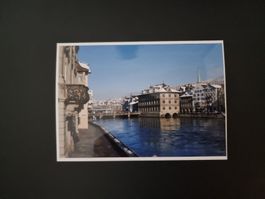 1 Karte / Motiv: Winter in Zürich / Limmat (handgemacht)