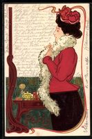 sign. Hans Christiansen: Elegante Dame m