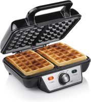 Schwarzes Waffeleisen mit 2 Waffeln 1.000W
