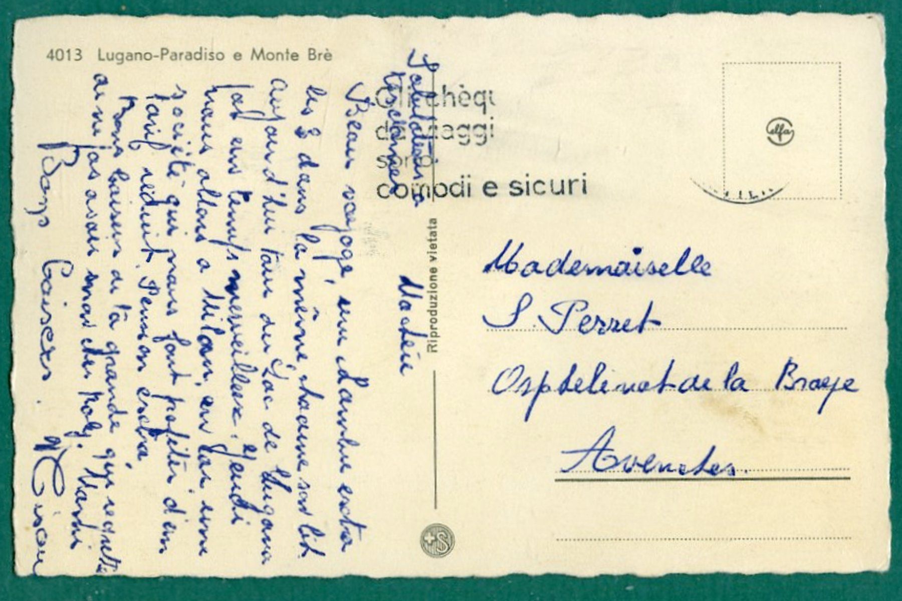 Cartoline postali: Lugano-Paradiso e Monte Brè, gelaufen, ca. 1930 – Usato da Sargans venduto da Hausi1951 1