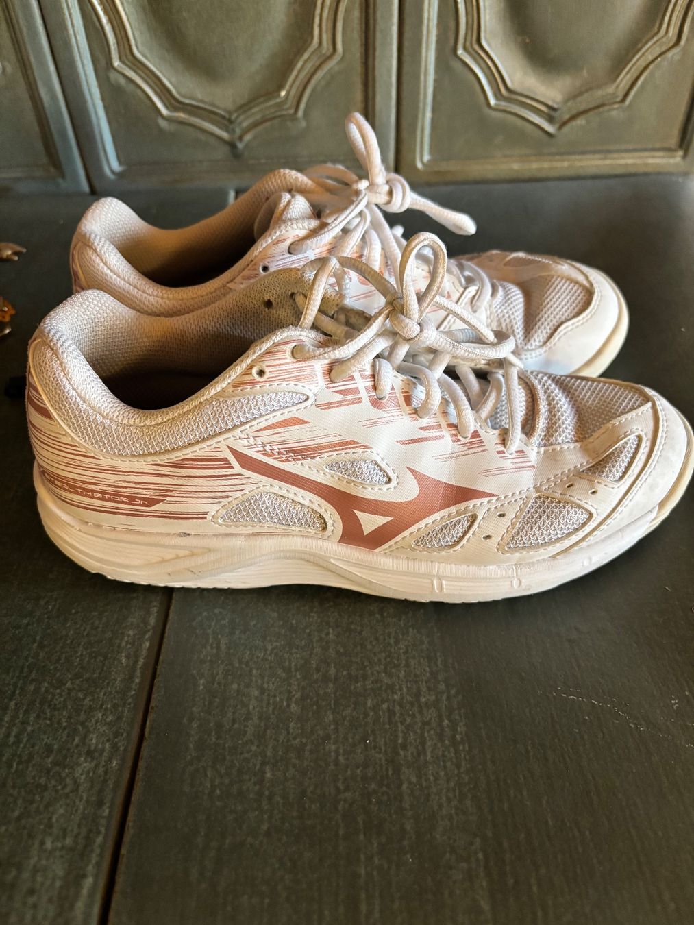 Mizuno Scarpe per ragazze: Hallenschuhe Kinder, Weiss/Rose, Gr. 37 – Usato da Allmendingen b. BE venduto da gio_kv6r