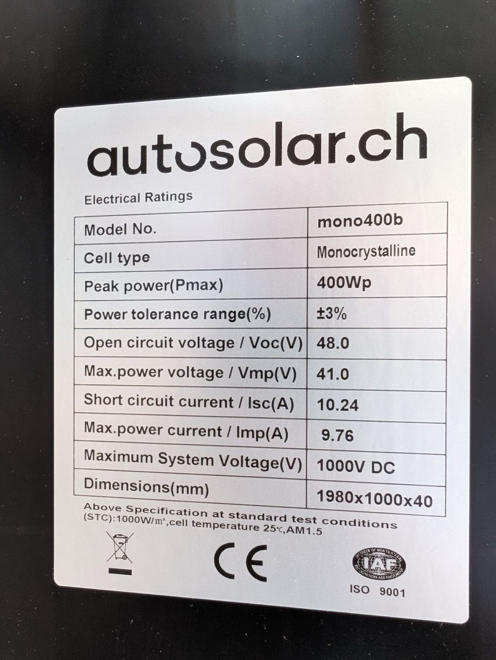 Panneaux solaires: AutoSolar 400 Watt Solarpanel – Neuf (Voir description) à Siebnen par brukri 2