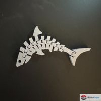Articulating Shark Keychain 3D Printed White
