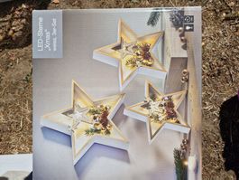 LED-Sterne Xmas 3er-Set weiss mit Timer neu in OVP
