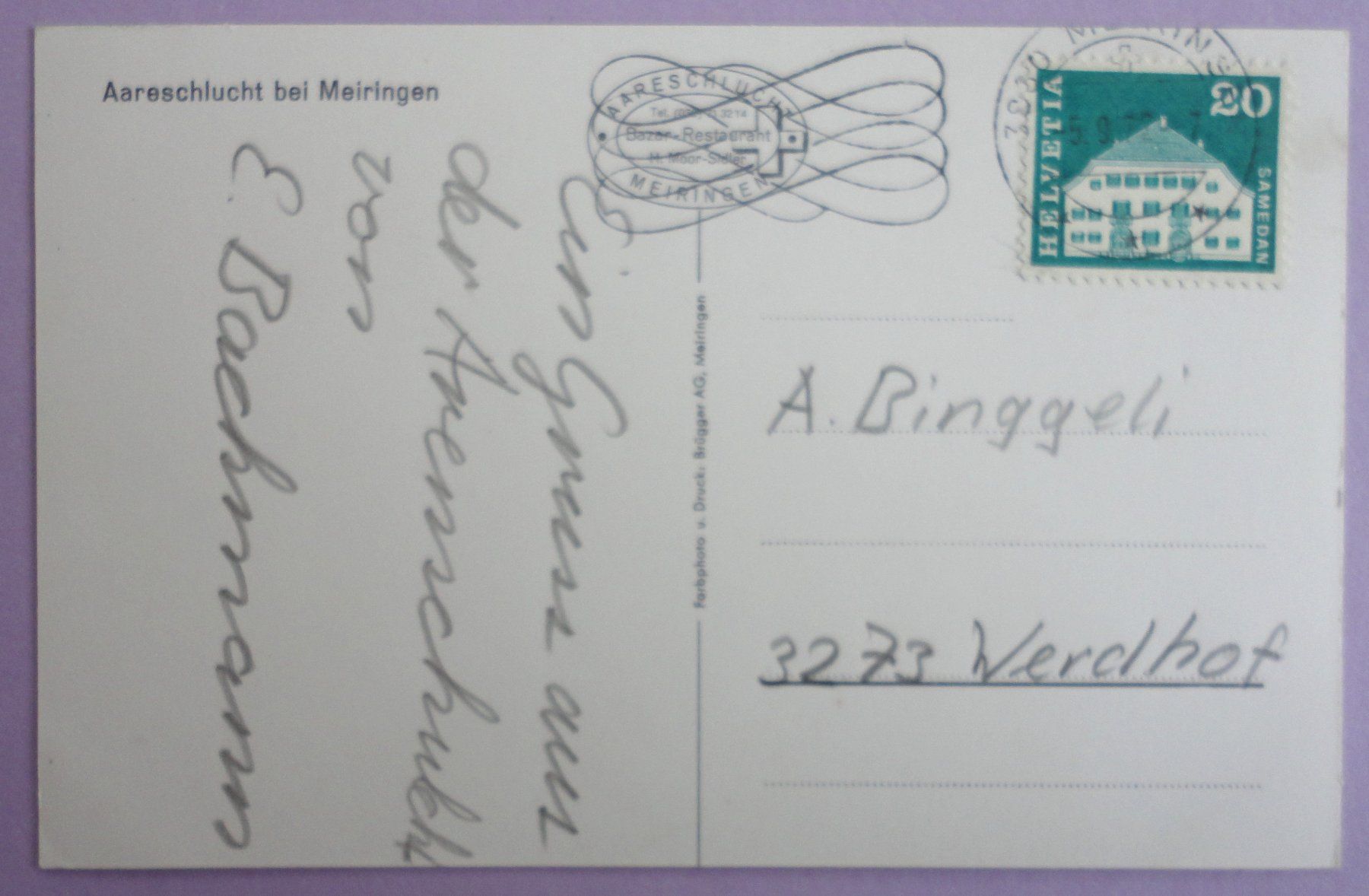 Cartoline postali: Aareschlucht bei Meiringen – Usato da Fétigny venduto da Billy2miny 1