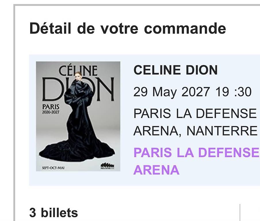 Banconote: 3x billets Céline Dion 29 mai 2027 – Usato da Montricher venduto da mat_r5yc