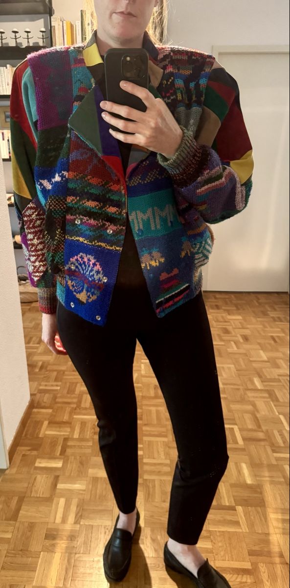 Jacken: VINTAGE 80s LEATHER & SUEDE & KNITTED PATCHWORK JACKET - M – Neu (gemäss Beschreibung) aus Lausanne von joltei 7