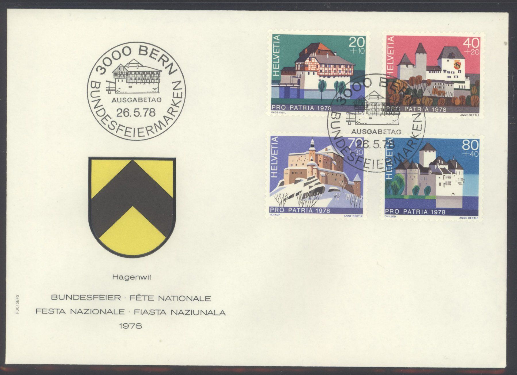 Tutti i francobolli: 1978, Pro Patria, FDC – Usato da Willisau venduto da Vollstempel