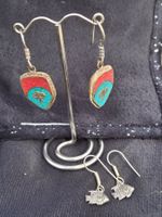 lot Schmuck, 2 paar Ohrringe Ohrhänger alt, Vintage, Silber